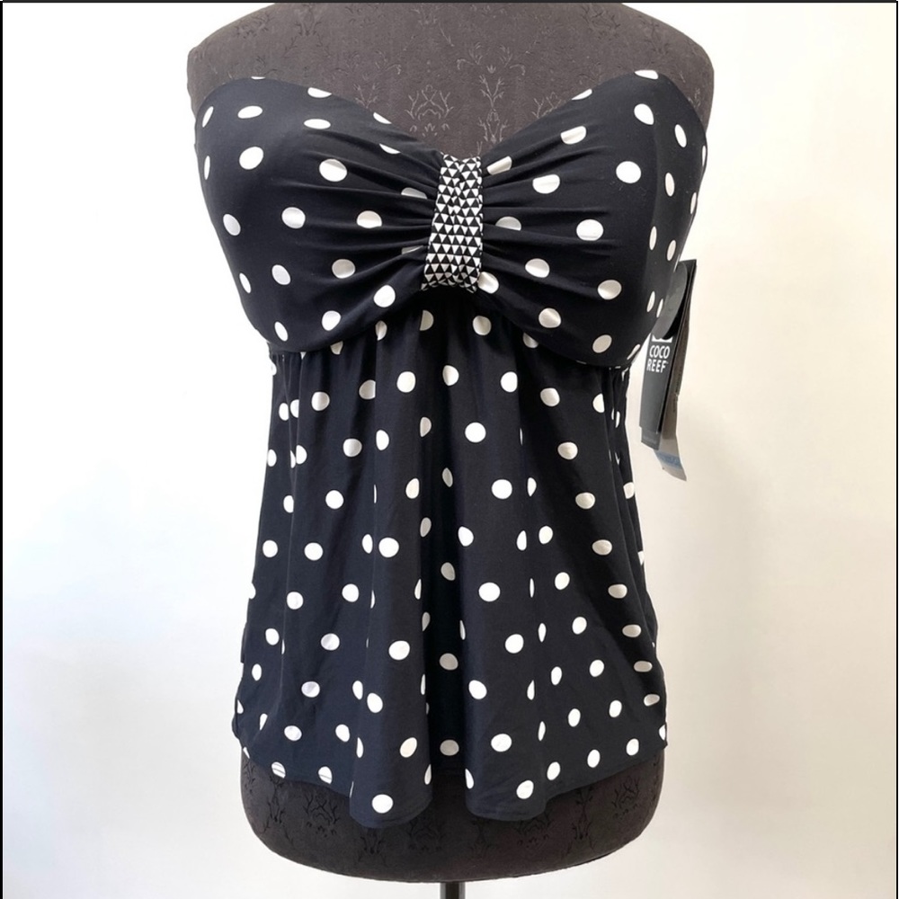 Coco Reef NWT 36DD- 38DD black & white polka dot bandini swim suit top.